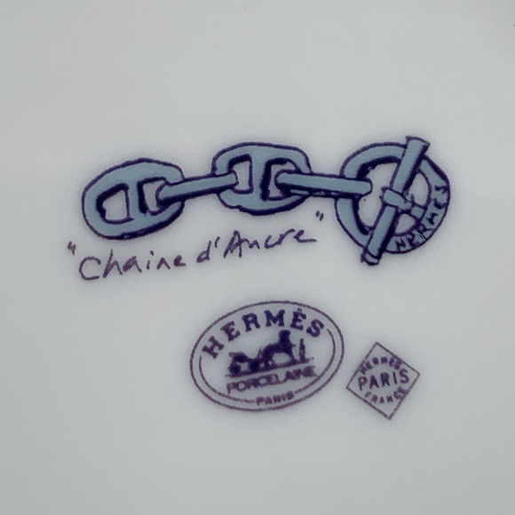 Hermes Chaine D'Ancre Blue and White Porcelain Cup and Saucer Set - Picture 5 of 13